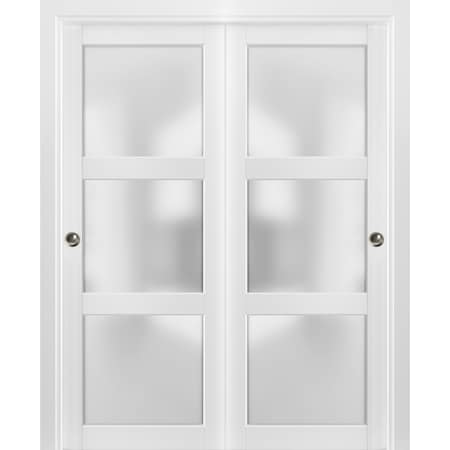 Sartodoors Closet Bypass Interior Door, 84" x 80", White LUCIA2552DBD-BEM-84